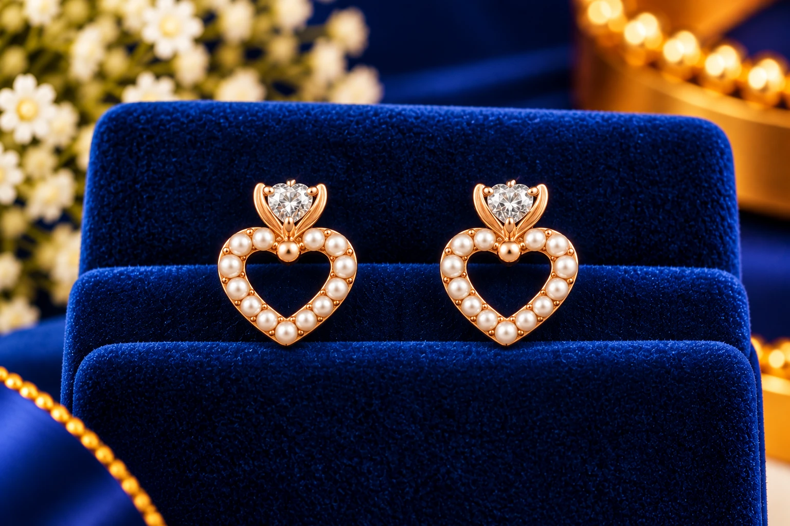 heart-shaped design adorned with a delicate layer of lustrous pearls silver earrings