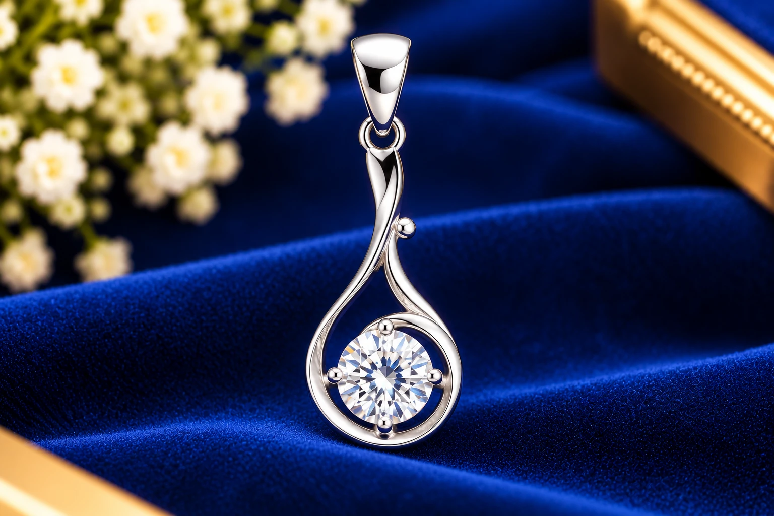 brilliant round centre stone for a sophisticated and eye-catching look silver pendant