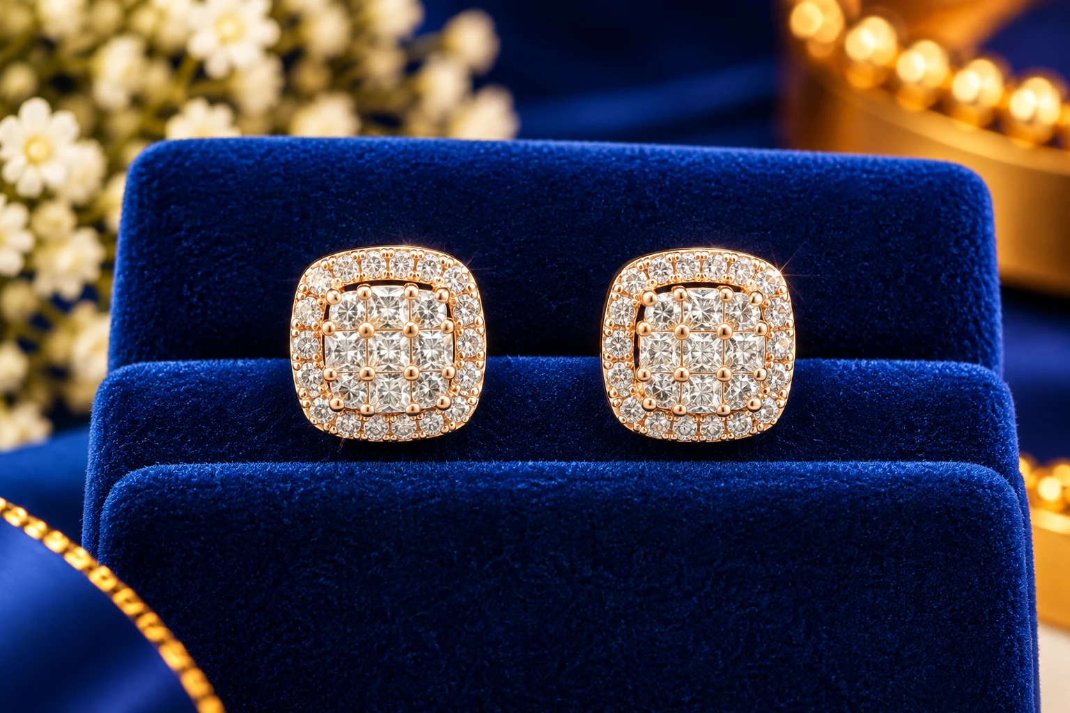 Cushion Stud silver earrings
