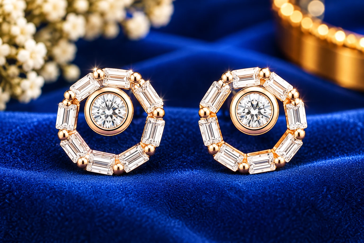 Round Halo with Brilliant Centre Stone silver earrings
