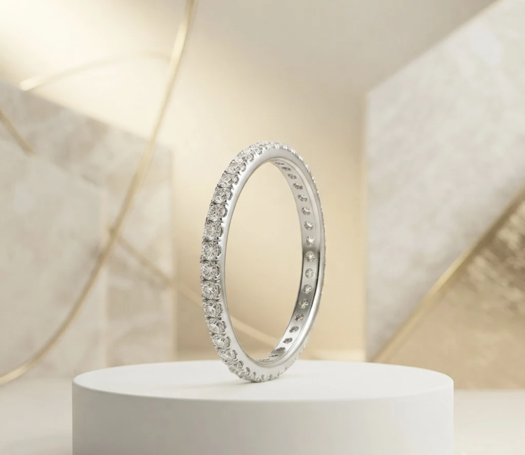 brilliant cubic zirconia stones all around for continuous sparkle silver ring