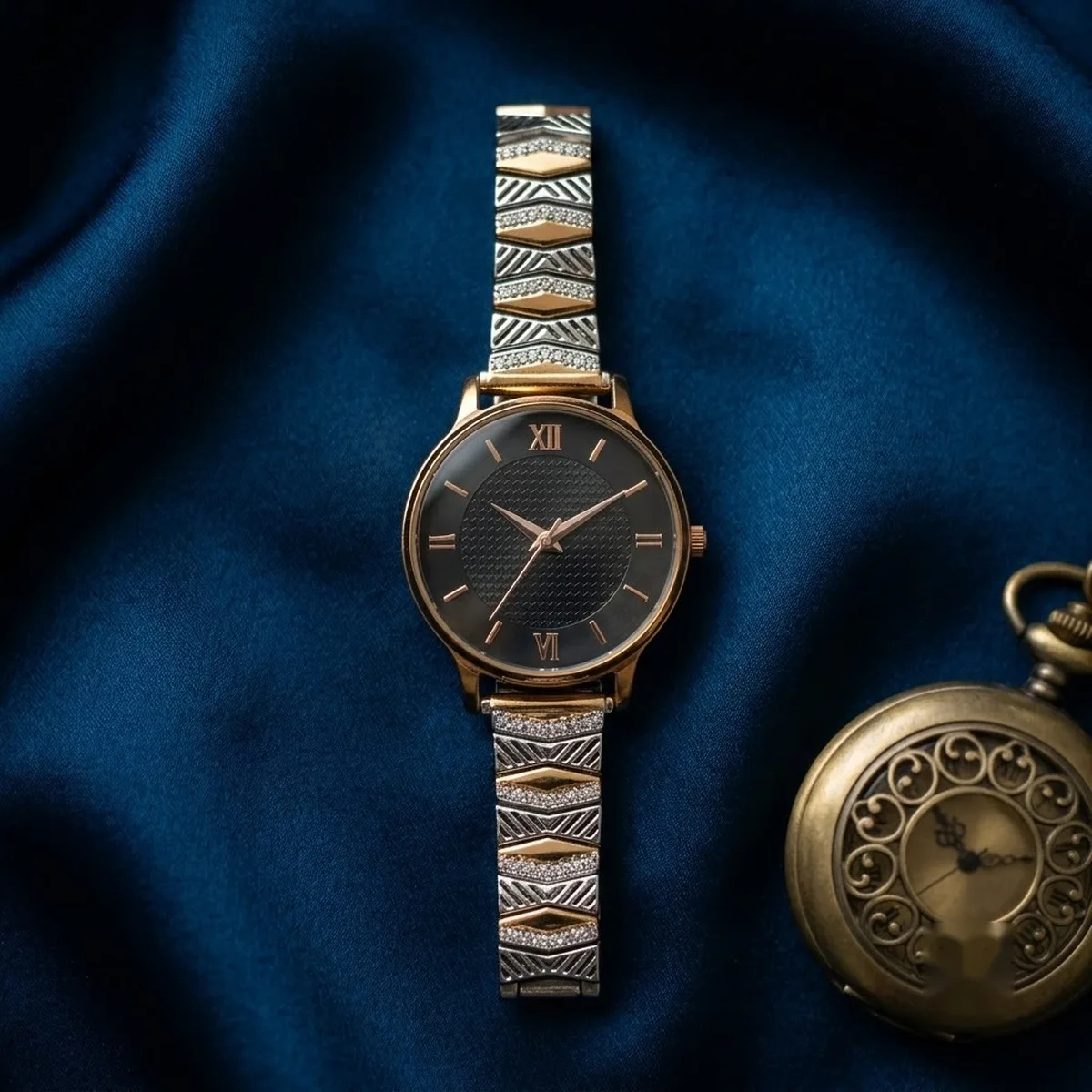 Blue Dial Silver Strap Watch