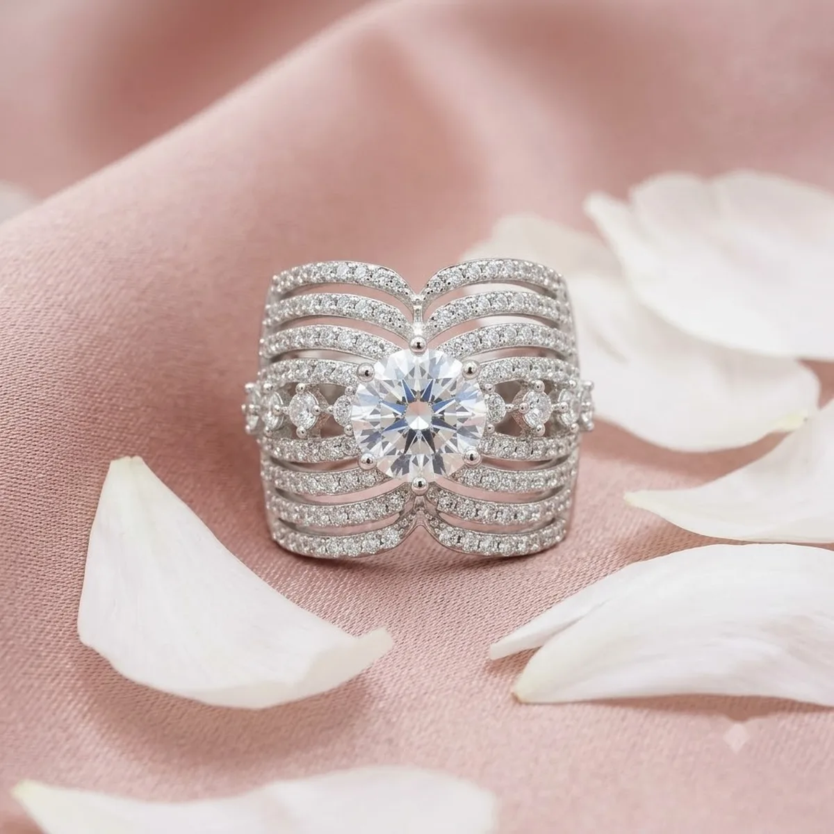 Crossover CZ Silver Ring