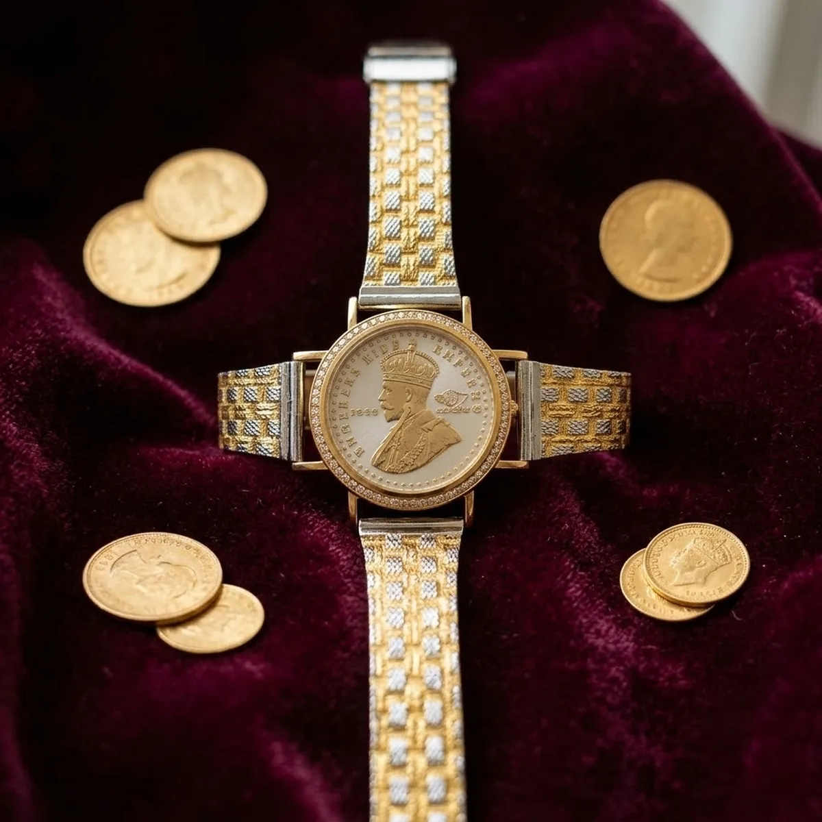 Gold-Tone Round Dial Bracelet Watch