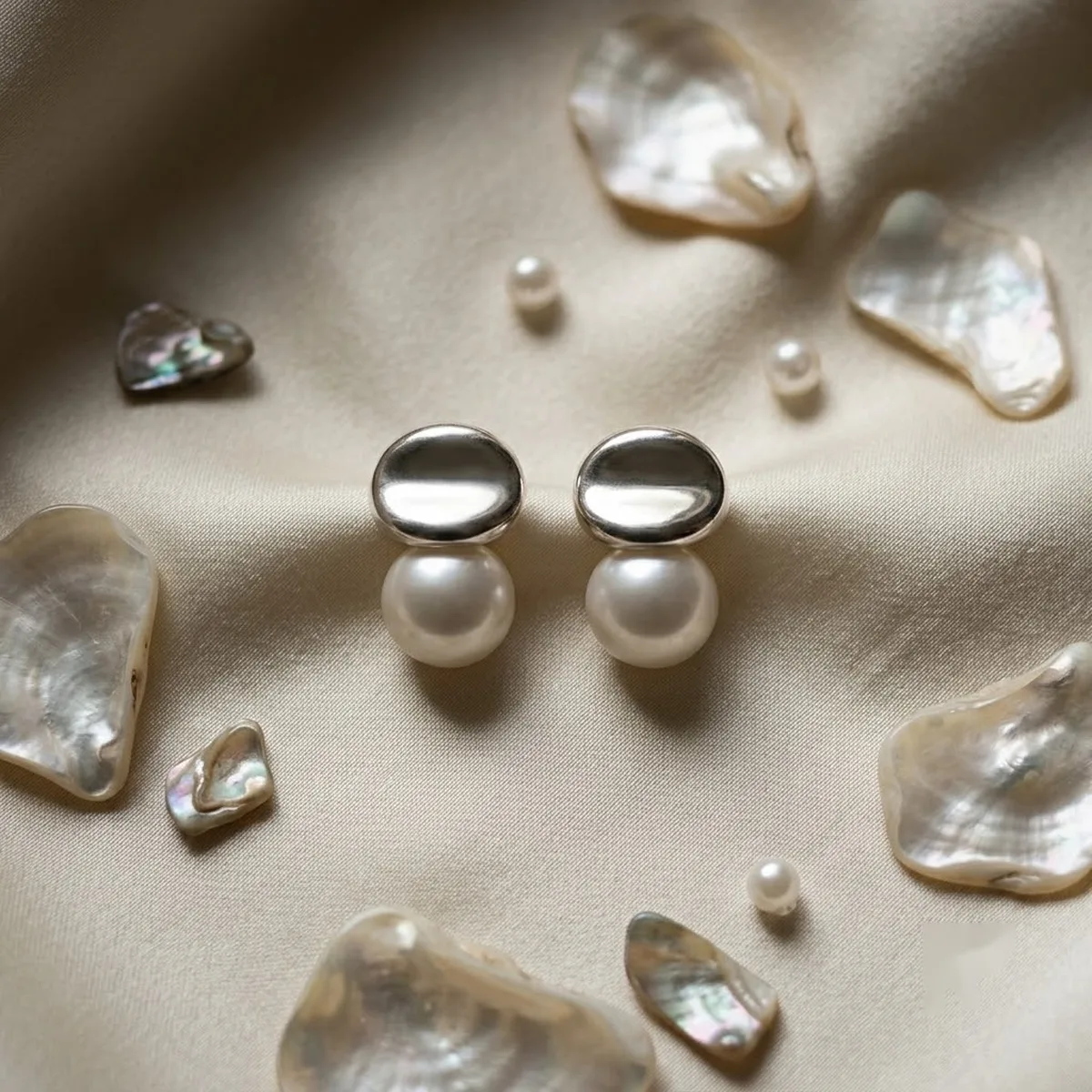 Pearl Flower Silver Studs